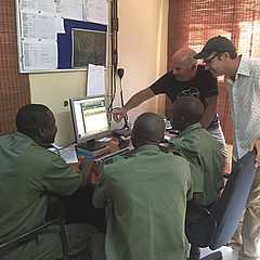 Training Command Room rangers in the use of the Gorongosa Elephants Whos Who and Whereabouts Databases. ©ElephantVoices.